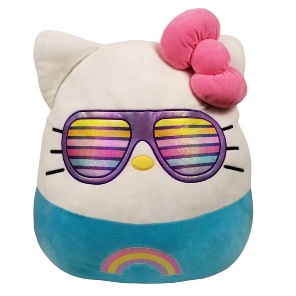 Hello Kitty 20" Kellytoy Squishmallows With Rainbow Sunglasses - Picture 1 of 6